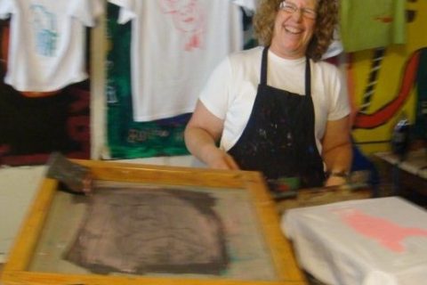 Jennifer Lootens silkscreening at Camp