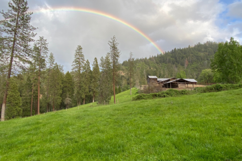 rainbow over barn